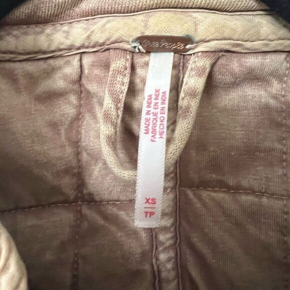 Free People Quilted Dolman-Sleeve Jacket Tan Champagne Diamonds Womens Size XS - Picture 13 of 13